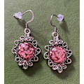 Miniatyrbillede 2 af 4: Örhängen Rosa glitter Gothic Viktoriansk Snirkel Rostfri Krok Pink