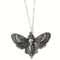 Miniatyrbilde 1 av 2: Halsband Moth Slända Månfas Skull Crescent Moon Rostfri Kedja Silver