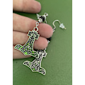 Miniatyrbillede 4 af 4: Earrings - Thors Hammer - Mjollnir - Bead Brown
