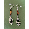 Miniatyrbild 2 av 4: Örhängen Löv Höst Leaves Höstfärger Bärnstensfärg Silver Brun