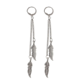 Pikkukuva 1 / 3: Creoler Fjädrar Fjäder Långa Örhängen Feather Rostfria Ringar Silver
