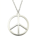 Miniatyrbilde 1 av 3: Halsband Peace Fredssymbol LÅNG KEDJA Symbol Silver