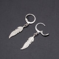 Miniatyrbilde 2 av 3: Creoler Fjäder Feather Rostfria Ringar Örhängen Fjädrar Silver