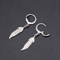 Miniatyrbillede 2 af 3: Creoler Fjäder Feather Rostfria Ringar Örhängen Fjädrar Silver