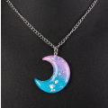 Miniatyrbilde 1 av 2: Necklace - Moon - Glitter - Acrylic - Pink/Blue Multicolor