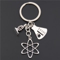 Miniatyrbillede 1 af 2: Keyring - Science - Microscope -Cylinder - Atom Silver