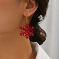 Pikkukuva 3 / 3: Earrings - Snowflake - Red - Wood - Oversize Multicolor