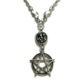 Miniatyrbilde 1 av 3: Halsband Pentagram måne - Wicca Pagan - Stjärnhimmel Halvmåne 55/Pentagram/Svartglitter