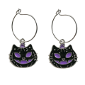 Miniatyrbilde 1 av 2: Earrings - Creoles - Cat - Pumpkin - Purple Yellow