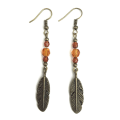 Miniatyrbillede 1 af 2: Örhängen Fjädrar Fjäder Höstfärger Feather Boho Hippie Brown