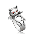 Miniatyrbillede 1 af 5: Ring Katt Djurälskare Cat Kattälskare Kitten Röda ögon Justerbar Silver