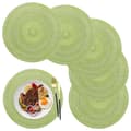 Set med 6 bordstabletter, runda bordstabletter i PP-fläta, 36 cm (grön)