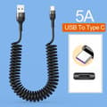 Miniatyrbillede 1 af 10: Fjederdatakabel Mobiltelefon Opladerkabel Black 1mType C-Type C