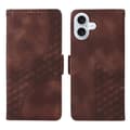 Kompatibel med iPhone 17 Läderfodral Plånbok Rombpräglat Telefonfodral Stativ med Rem - Perfekt Brown