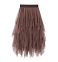 Tyllkjol för dam med elastisk midja och mesh, lång kjol brown