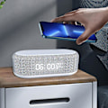 Miniatyrbild 1 av 5: Bärbar laddare väckarklocka med trådlös laddning, multifunktionell digital väckarklocka med nattlampa, LED-display tidsklocka, temperatur för sovrummet