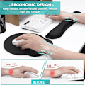 Miniatyrbild 5 av 5: Musmatta, Ergonomisk musmatta och tangentbords handledsstöd set för dator laptop, halkfri gummibas memory foam handledsstöd set