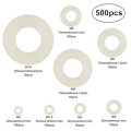 Miniatyrbild 2 av 5: 500 st Plastbrickor Nylon Plattbrickor M2/M2.5/M3/M4/M5/M6/M8/M10 Vita Tätningsbrickor för Industriella Fästelement null none