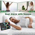 Miniatyrbild 5 av 5: Digital Väggklocka, 10,98 tums LED Digital Väckarklocka med Temperatur, Automatisk Dimning, Kalender
