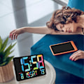 Miniatyrbild 3 av 5: Digital Väggklocka, 10,98 tums LED Digital Väckarklocka med Temperatur, Automatisk Dimning, Kalender