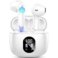 Trådlösa Hörlurar Bluetooth 5.3 med LED-Display Brusreducerande Hörlurar, 28 timmars Speltid White