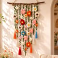 Boho Virkad Blomväggdekoration (1 st) | Estetisk Blommig Hängande Konst för Sovrum, Vardagsrum, Studentrum och Lägenhet