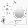 Miniatyrbild 2 av 8: Uppladdningsbar Väggmonterad Sminkspegel, 8 Tum Dubbelsidig 1X 10X Förstorande Badrumsspegel, 3 Färgbelysning, Pekskärmsdimmer, 360° Rotation