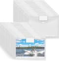 30 x A4 Mapp Mappar Transparent perforerad plast A4-mappar med snäppstängning och etikett för dokument, papper, kort (vit)