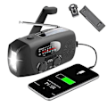 Miniatyrbild 1 av 4: Vevradio med tändstål och solcellsladdare / Nödradio och Powerbank Svart Endast Vevradio