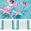 Uppblåsbara Poolflottar för Vuxna 2-Pack, 4-i-1 Multifunktionella Flottar för Simbassäng, Poolflottar, Loungestolar, Flytande Blue
