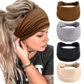 4-pack Hårband för kvinnor, Breda hårband för flickor, Elastiska löparband, Yoga-pannband