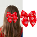 Hårklämma för damer - Röd glitterrosett med strass, festlig håraccessoar för julfester (1-pack) red