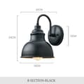 Miniatyrbilde 6 av 6: Vintage vegglampe Gooseneck Barn Flat Light (svart)