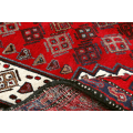 Miniatyrbild 6 av 7: Handknuten Orientaliskt Patinamatta Senneh 158x327cm Röd