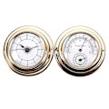 Miniatyrbild 1 av 5: Termometer Hygrometer Barometer Klockor Klocka 2 Komplett Set Väderstation Mätare Gold