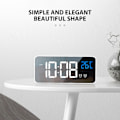 Miniatyrbild 3 av 6: Spegell LED Väckarklocka Två Uppsättningar Alarm Uppladdningsbar Röstaktiverad Digital Klocka för Sovrum Sängbord Skrivbord White