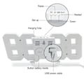 Miniatyrbild 4 av 4: LED Digital Väggklocka med Lysande Nattläge Justerbar Elektronisk Bordsklocka Väggklocka Dekoration Vardagsrum LED-klocka [dB} Vit White