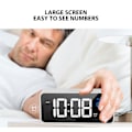Miniatyrbild 6 av 6: Spegell LED Väckarklocka Två Uppsättningar Alarm Uppladdningsbar Röstaktiverad Digital Klocka för Sovrum Sängbord Skrivbord Silver