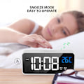 Miniatyrbild 3 av 6: Spegell LED Väckarklocka Två Uppsättningar Alarm Uppladdningsbar Röstaktiverad Digital Klocka för Sovrum Sängbord Skrivbord Silver