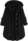Miniatyrbillede 1 af 3: Sort L plus size fleece hættetrøje til kvinder sort black L