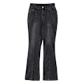 Miniatyrbild 3 av 9: Lågskurna utsvängda jeans för damer, stretchiga denimbyxor, bootcut, svart svart M Svart