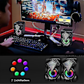 Miniatyrbild 2 av 3: USB-datorhögtalare 10W 2.0 stereohögtalarsystem med färgstark LED-belysning för PC-dator, stationär dator, laptop, smartphone