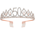 Miniatyrbild 2 av 3: 50-årsdagens födelsedagsskärp och tiara krona 50&Fabulous kvinnor Roséguld Födelsedagskärp och tiara