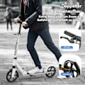 Miniatyrbild 6 av 10: Hopfällbar sparkcykel för vuxna, justerbar höjd, med handbroms PU-hjul barnpresenter, vit