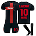 Miniatyrbild 1 av 2: 2324 Leverkusen Hemma Matchtröja Barn Fotbollströja Kit #10 Wirtz Fotbollskläder Pojkar Träningsdräkt 18