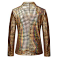 Miniatyrbild 2 av 4: Sequin Blazer för Män med Spetsig Krage, Färgblock, Glansig Sparkle Sportjacka Gold XL