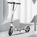 Miniatyrbild 2 av 10: Hopfällbar sparkcykel för vuxna, justerbar höjd, med handbroms PU-hjul barnpresenter, vit
