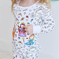 Miniatyrbild 4 av 5: Barnens DIY Handmålade Färgbara Pyjamas Set Pojkar Flickor Färg Pyjamas med Markörer Rolig Färg Mig 2-Delar Set C 4T