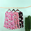 Miniatyrbild 4 av 5: Hello Kitty Långärmad Skjorta Byxor Pyjamas Set Kawaii Pyjamas Dam Sömnkläder Rose Red M