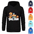 Miniatyrbild 6 av 7: Barn Pojkar Flickor Dog Man Dogman Casual Tryck Hoodie Tröja Toppar Navy Blue 140cm